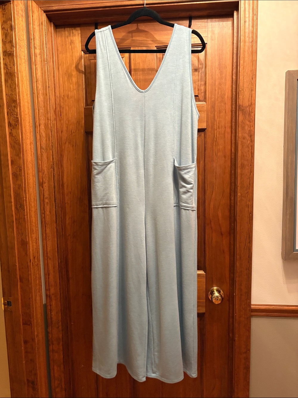 Zenana Outfitters Light Blue Sleeveless V-Neck Wide-Leg Jumpsuit